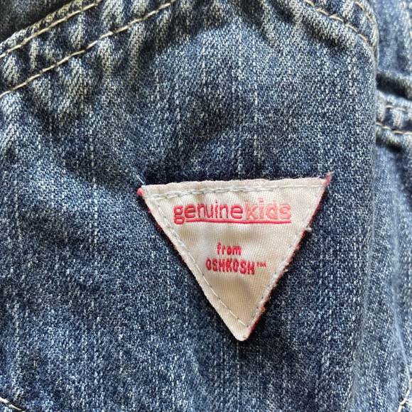 Vintage Girls Genuine Kids Oshkosh Denim Overalls with Embroidered Flowers - Picture 10 of 11